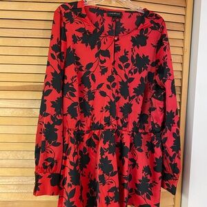 Lane Bryant Silk Red & Black Blouse.   Size 18.